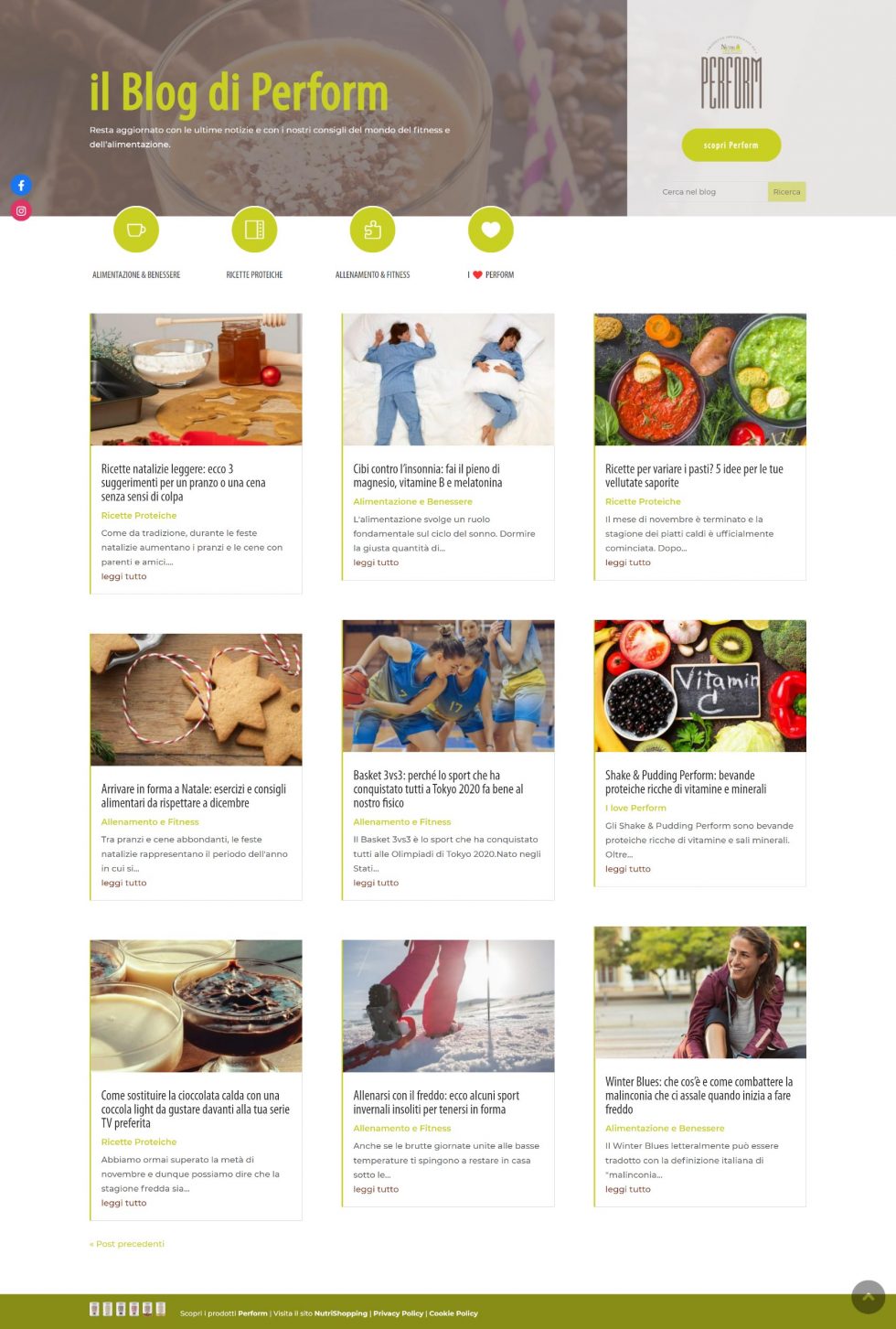 Blog Perform, prodotti proteici