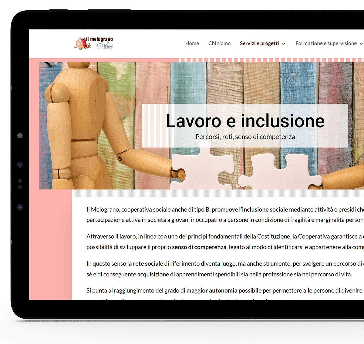 Mockup tablet sito Il melograno