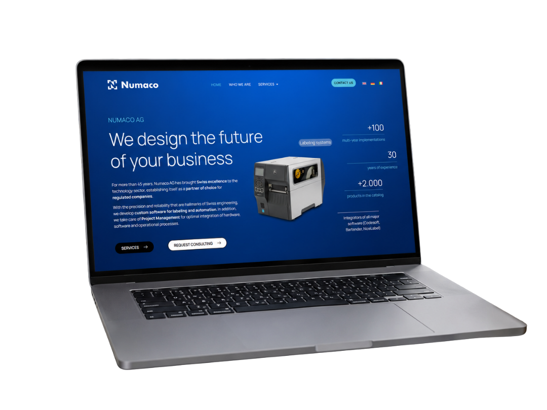 Sviluppo sito web per azienda di sviluppo software per etichettatura Numaco