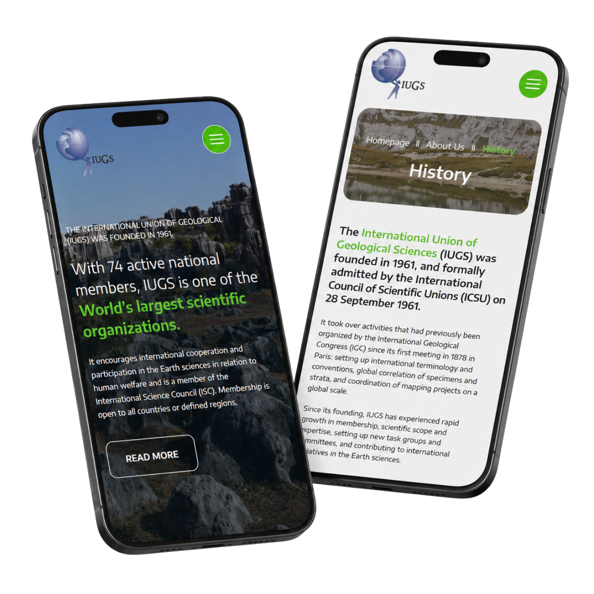 Restyling del sito web per l'Organizzazione Internazionale di Geologi IUGS